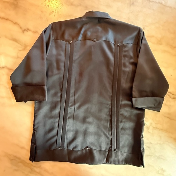 NWT El General Men's L Western Shirt Black Short Sleeve Shiny- Button Front - Picture 8 of 10